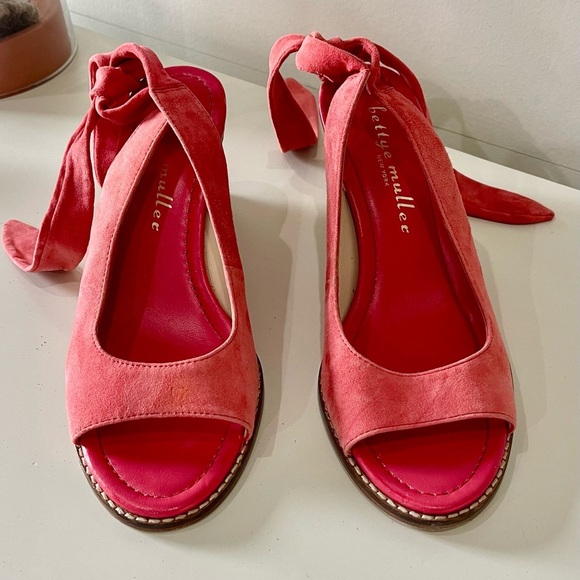 Bettye Muller asper drill, cork soul wedge size 10 suede uppers in peach sherbet - Picture 1 of 6